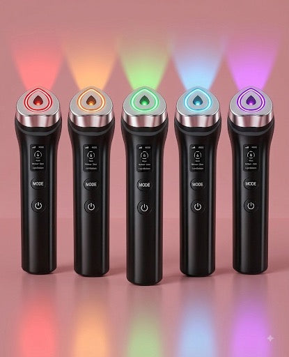 Nouvelle baguette de thérapie cutanée multifonctions 6 en 1,avec lumières LED pour le visage