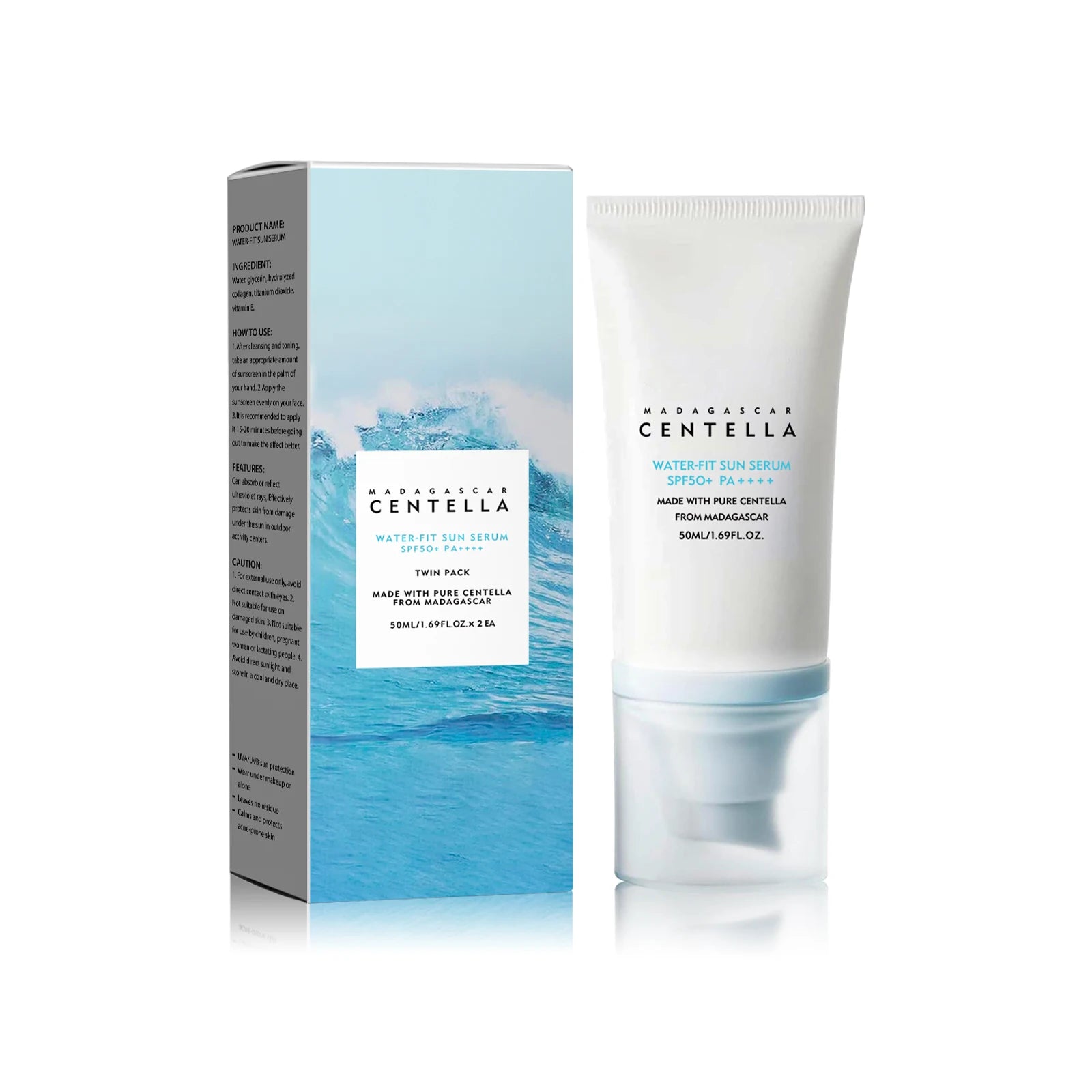 Lot de 5 Crème solaire  SPF50+ à la Centella Asiatica - Protection Haute Durée & Hydratation